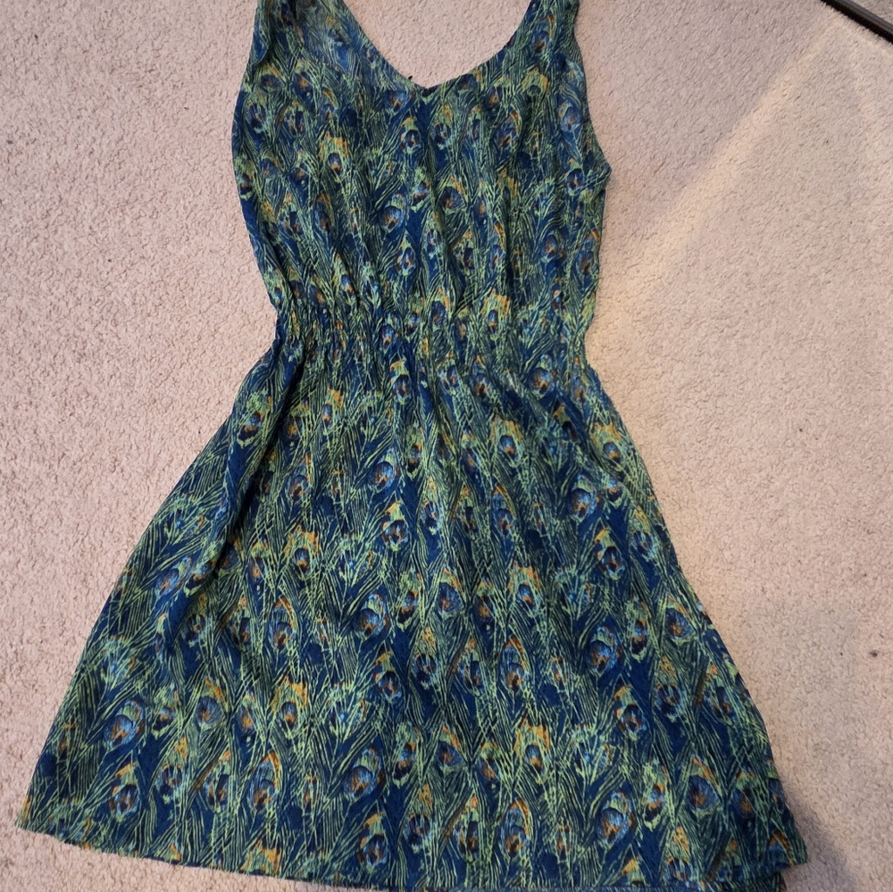 Peacock Print Sleeveless Dress